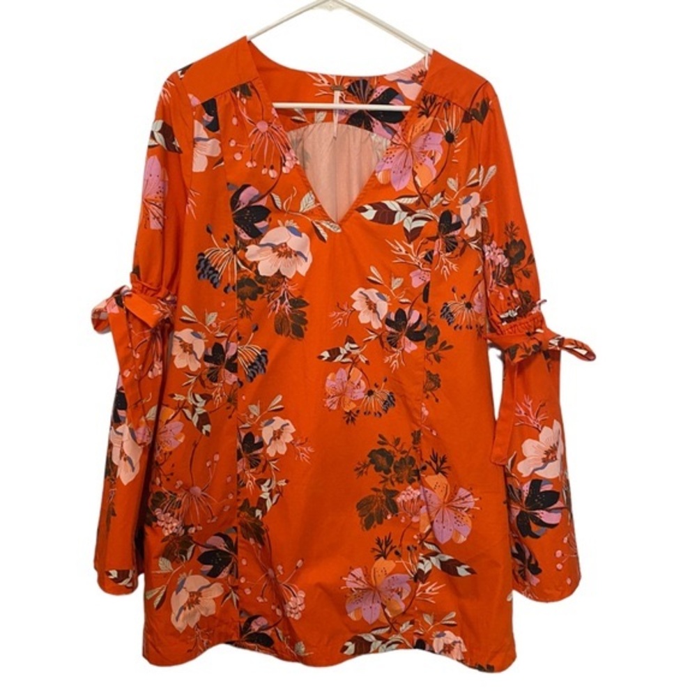NWOT Free People Lover of Mine Orange Floral Mini Dress Small - Picture 4 of 7